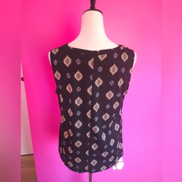 Dana Buchman Ladies Black & Gold Geometric Pattern Sleeveless Blouse (NWT!) - Picture 5 of 9